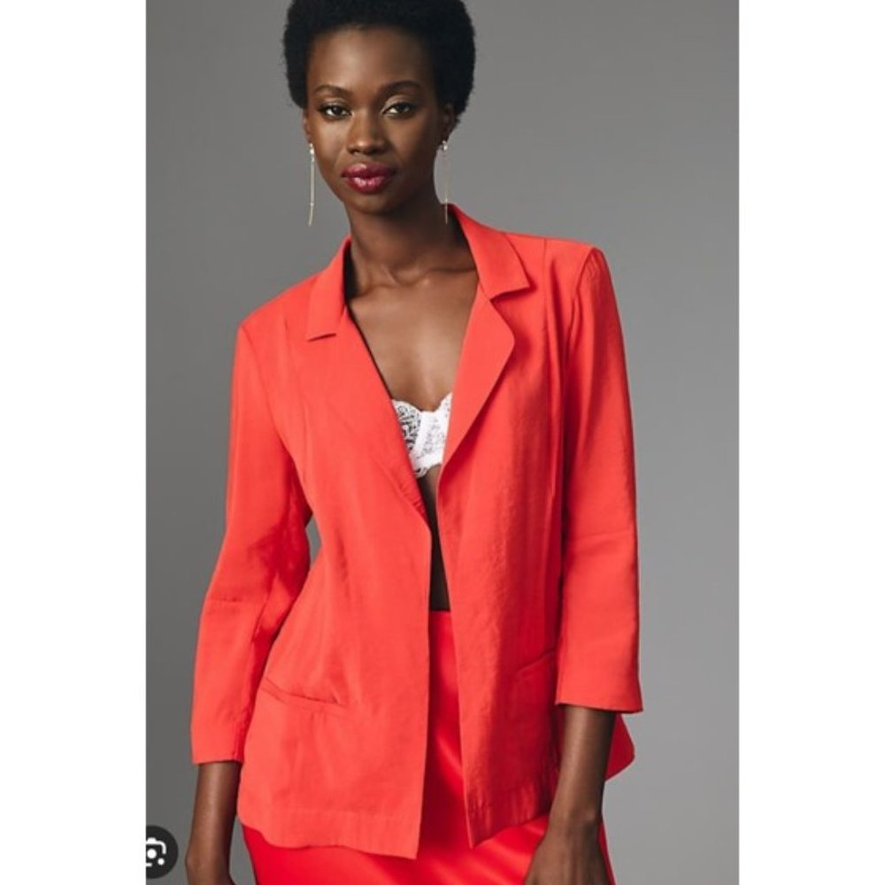 NWT- Anthropologie Red Drapey Tulip-Back Blazer - 14